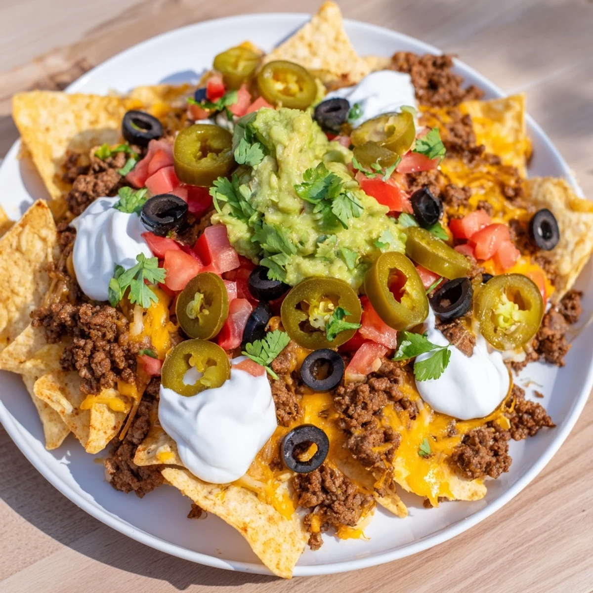 Gooey melted cheese and spicy jalapenos top these flavorful beef nachos ready to devour.