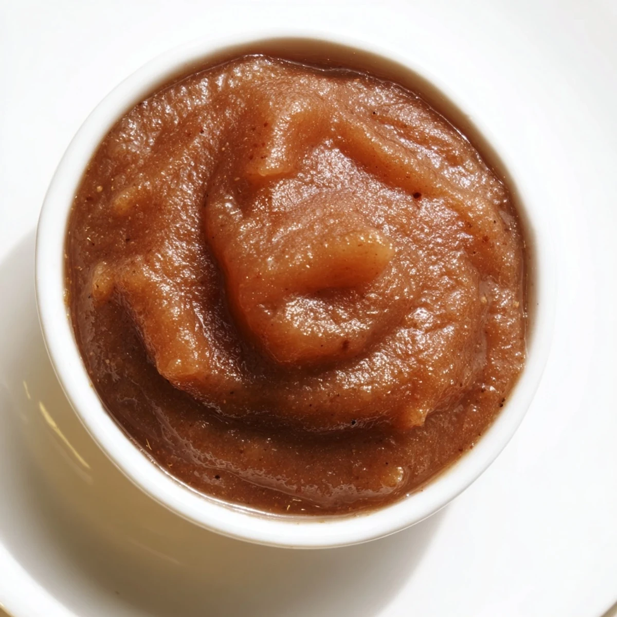 A jar of Spiced Apple Butter with Cloves next to toast and oatmeal at breakfast.