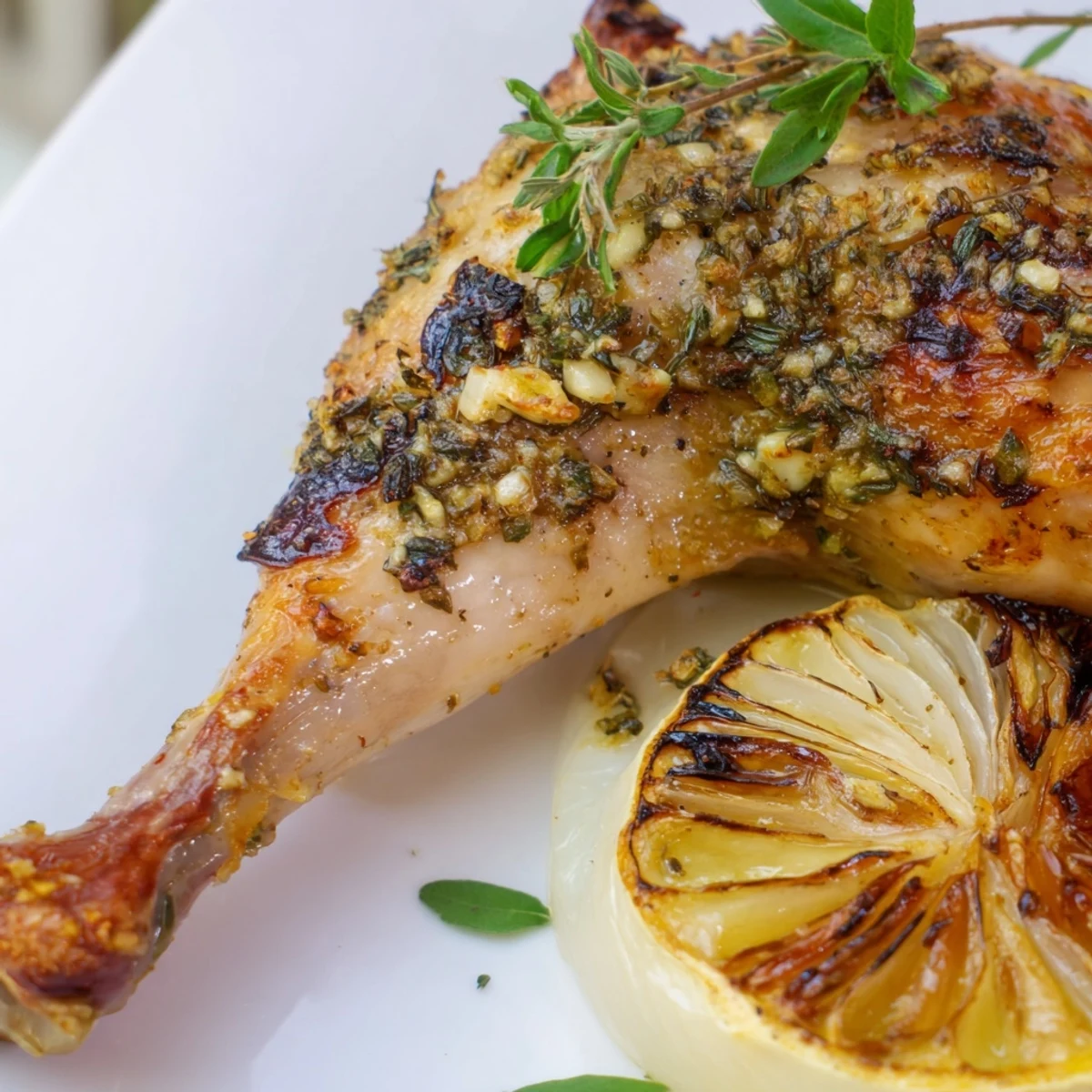 Juicy sliced Roasted Chicken with Lemon and Oregano revealing tender meat, ready to serve for dinner.