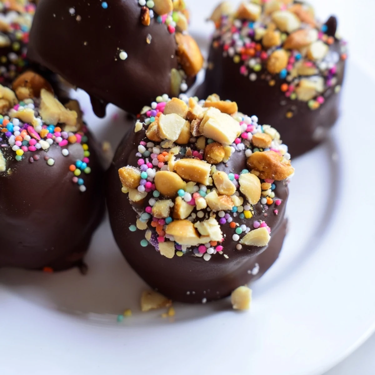 Close-up of Chocolate Covered Banana Bites with shredded coconut, ready to eat and perfect for an easy gluten-free snack.