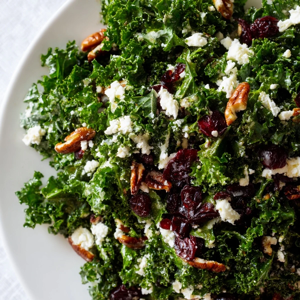 Serve this easy Winter Kale Salad with pecans and goat cheese as a nourishing vegetarian lunch or side.