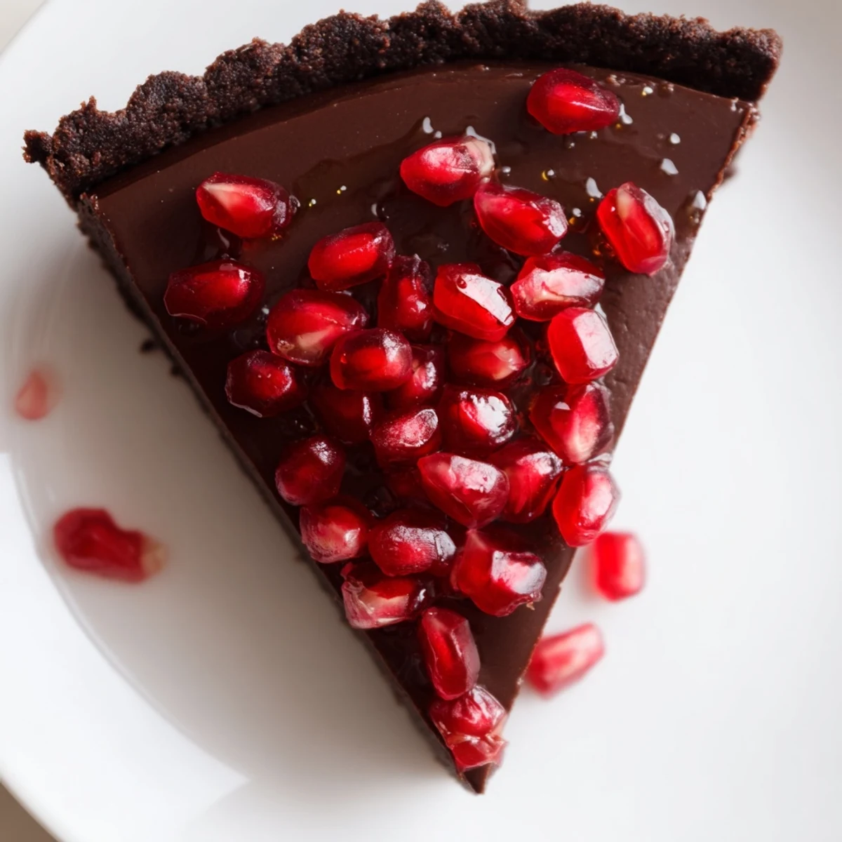 Perfect for a romantic occasion, this elegant tart features silky ganache and crunchy pomegranate seeds.
