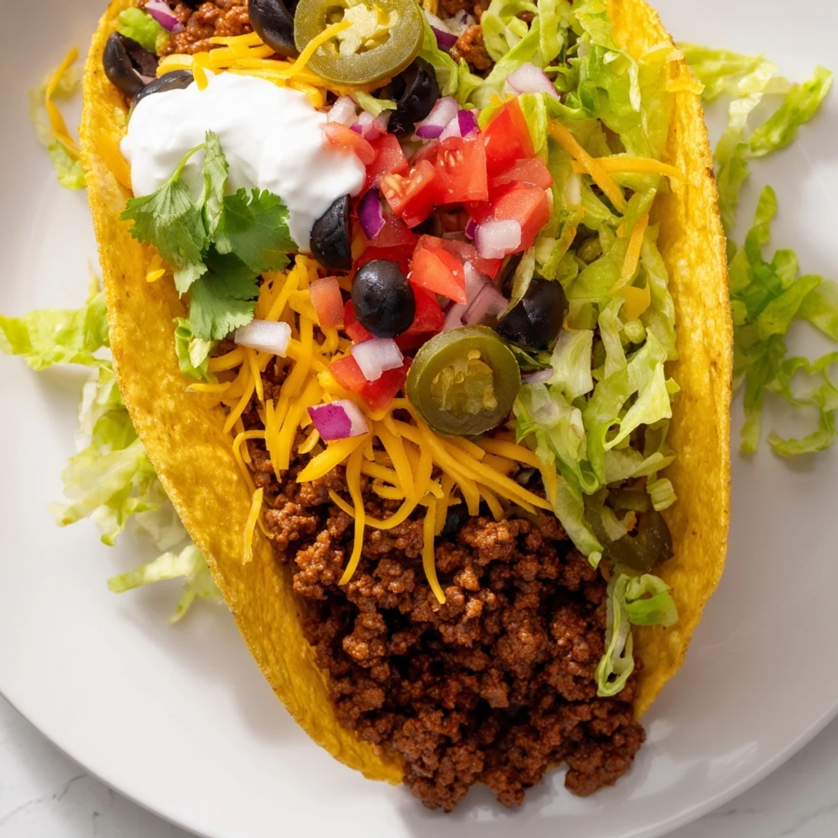 Colorful bowls of lettuce, cheese, salsa, guacamole, and jalapeños add fresh texture.