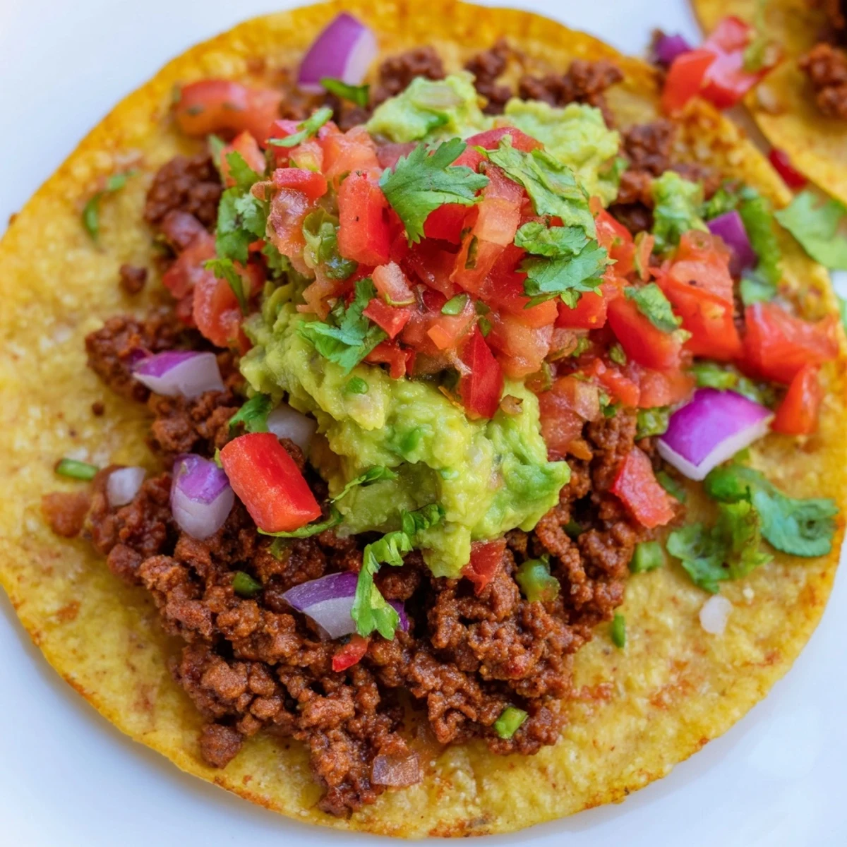 Savory mini tacos with salsa and guacamole, garnished with cilantro and lime wedges for a zesty, festive appetizer.
