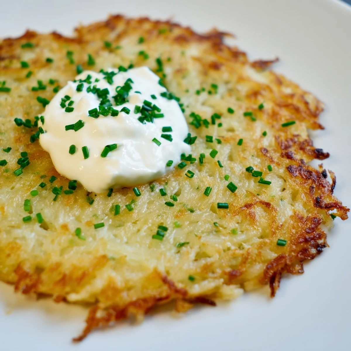 Rustic Irish Boxty served hot from the skillet, garnished with smooth sour cream and chopped scallions for a comforting meal.