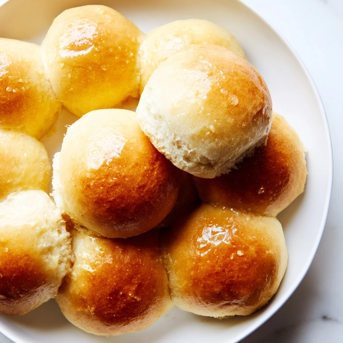 Homemade Best Vegan Dinner Rolls arranged in a baking dish, showcasing soft interiors and a lightly browned top ready to serve.