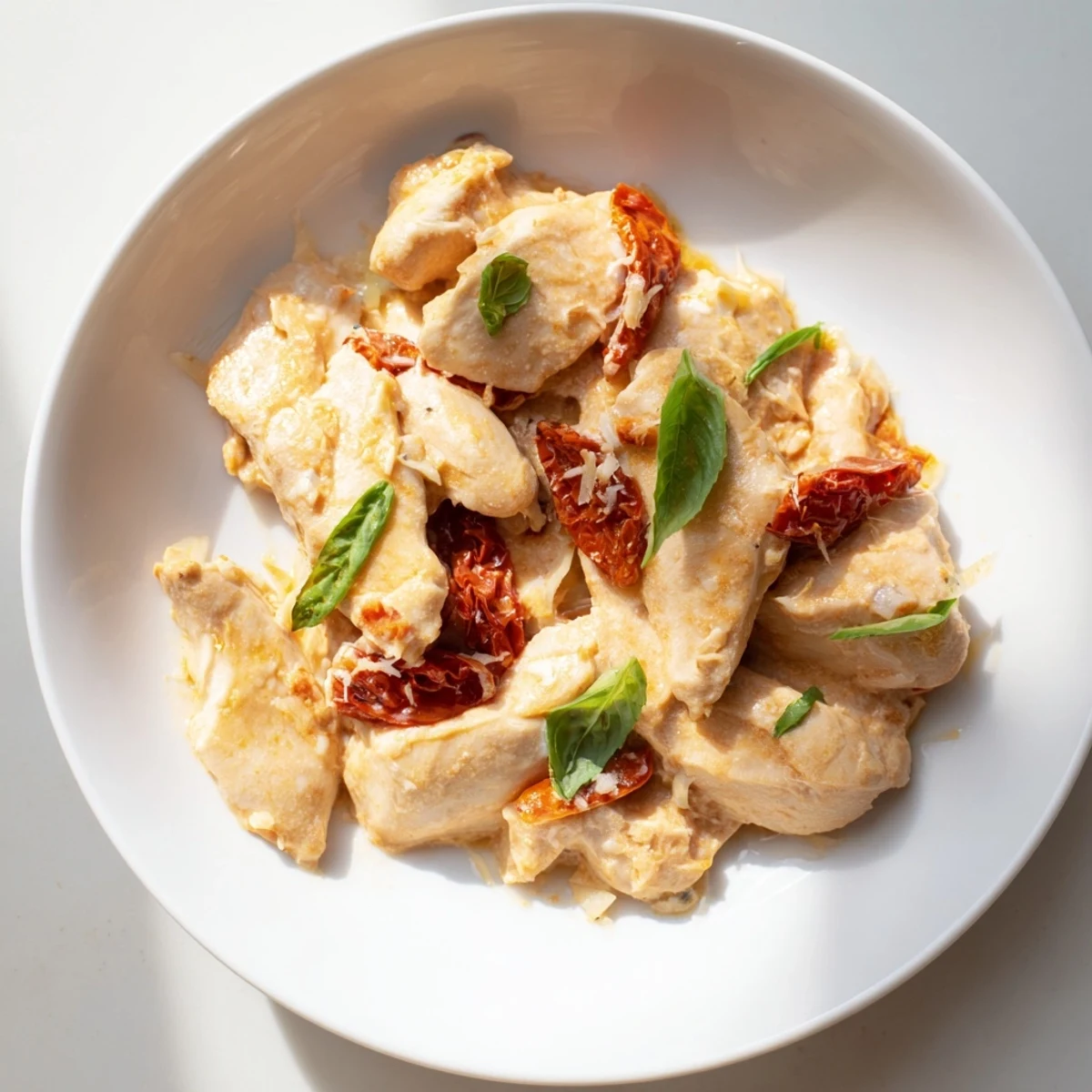 A spoon lifts tender chicken and rich Parmesan sauce from the slow cooker, showcasing the cozy texture of this Marry Me Slow Cooker Chicken Breast main dish.