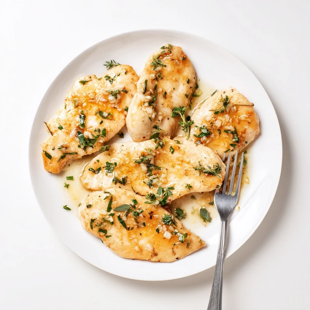 Sizzling Garlic Butter Chicken with tender, juicy slices, served over creamy mashed potatoes for a comforting dinner.