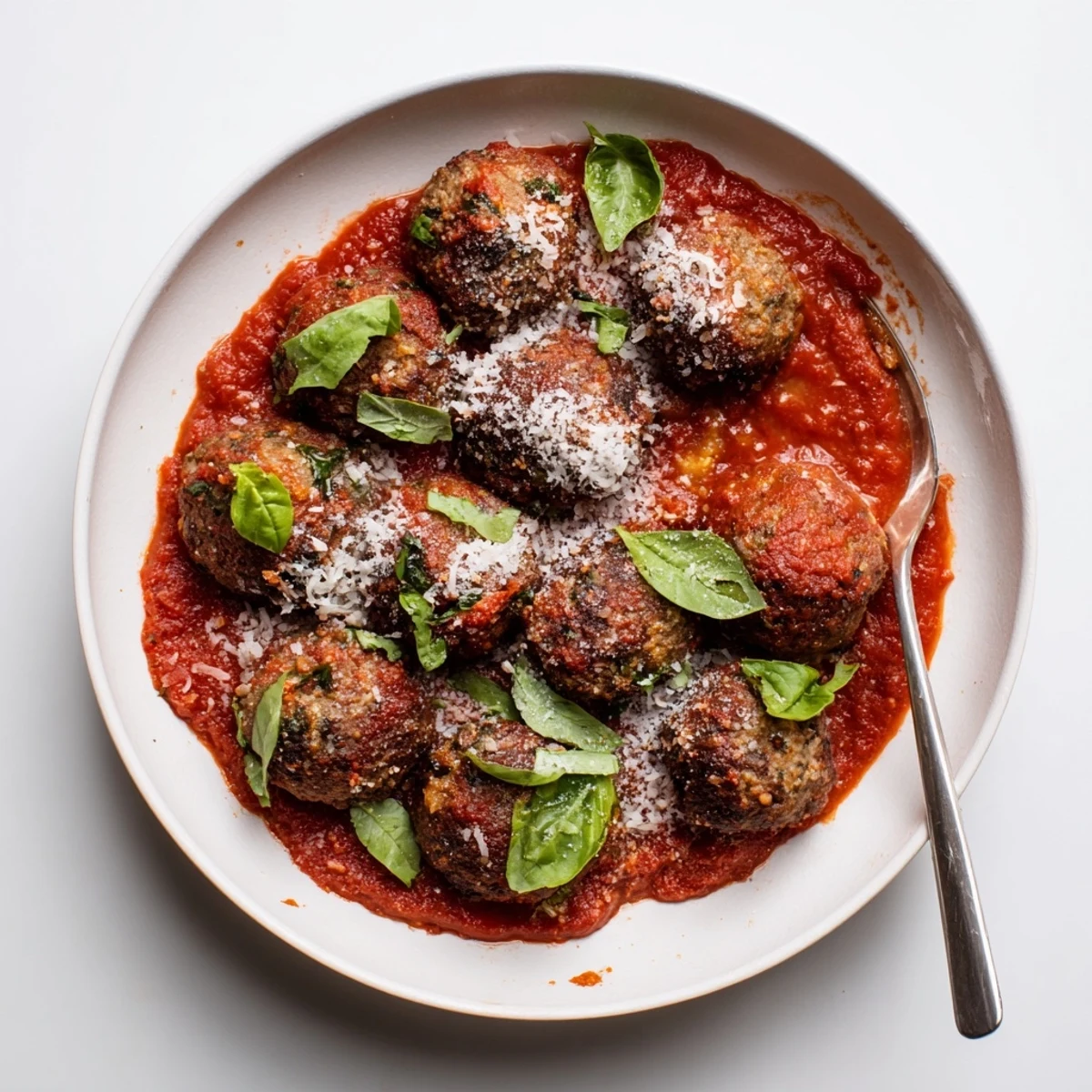 Hearty vegetarian ricotta and mushroom meatballs in a bowl, paired with crusty bread for dipping into tomato sauce.