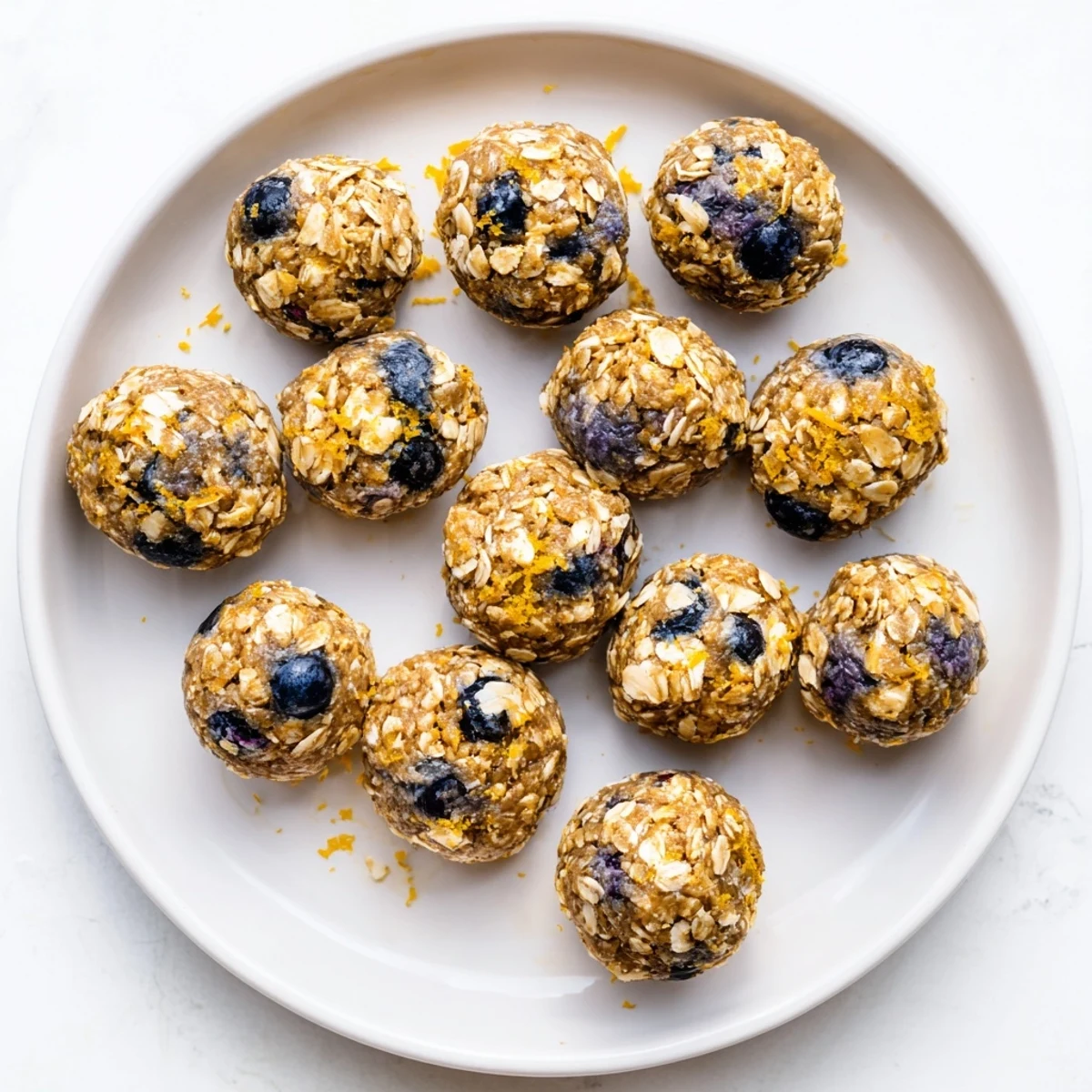 These protein bites are rolled into balls and chilled on a parchment-lined tray for a firm texture.