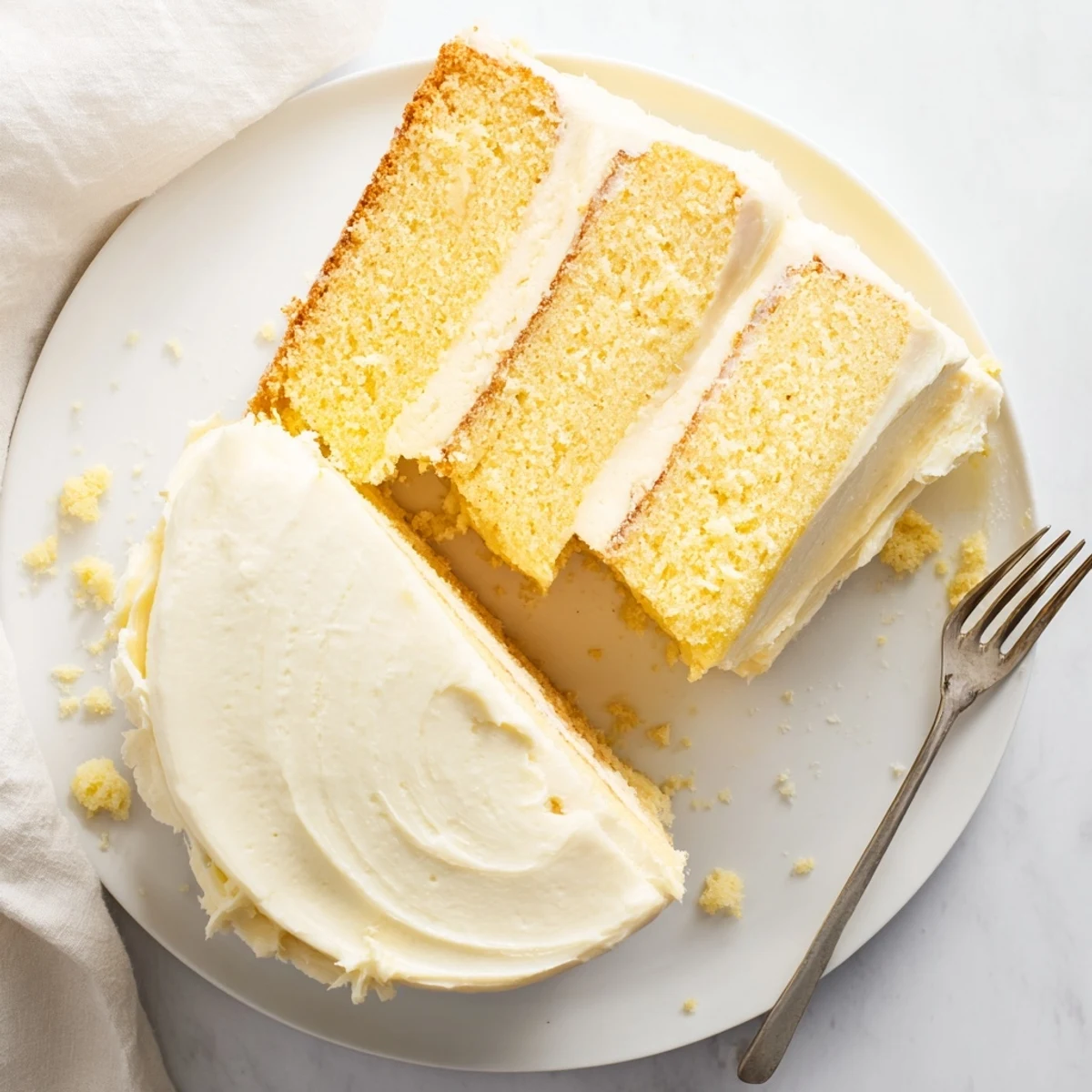 A freshly baked Perfect Vanilla Cake with creamy buttercream frosting, perfect for birthday celebrations or family gatherings.