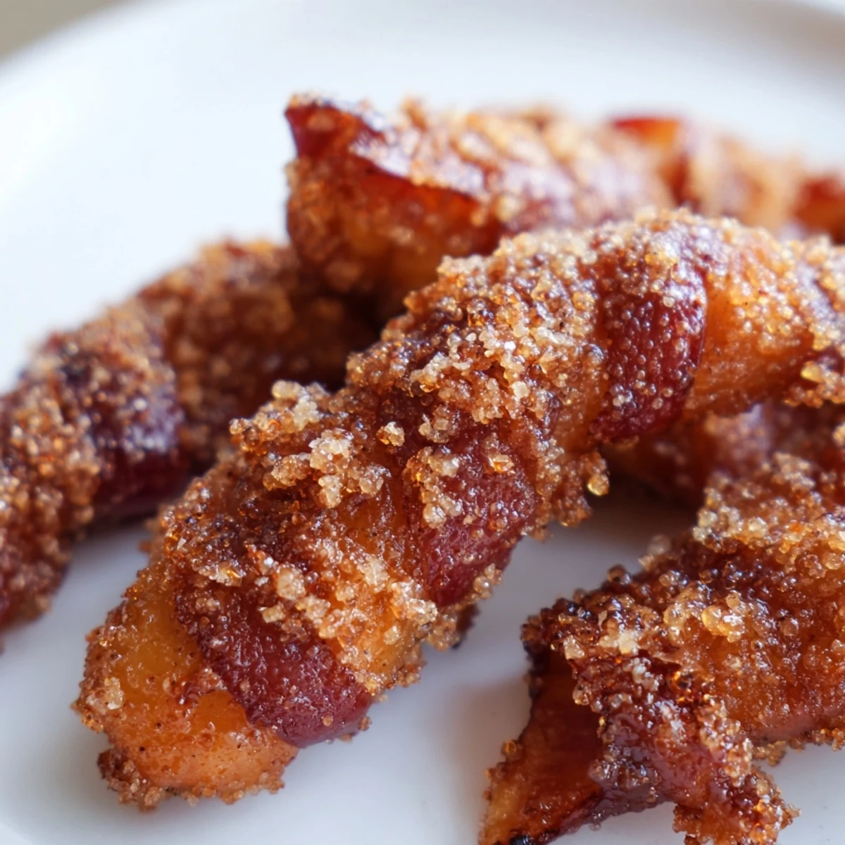 Crispy baked bacon brown sugar chicken tenders on wire rack ready to serve
