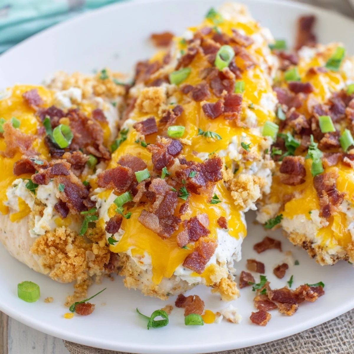 Creamy ranch seasoned chicken breasts baked to perfection with bacon crumbles