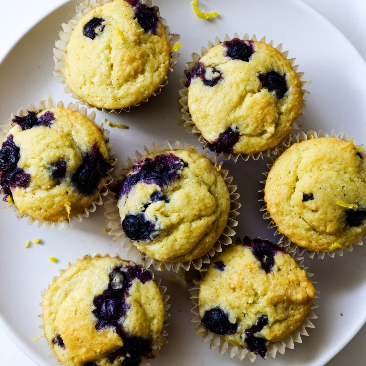 Moist almond flour blueberry muffins bursting with fruit and topped with optional sliced almonds