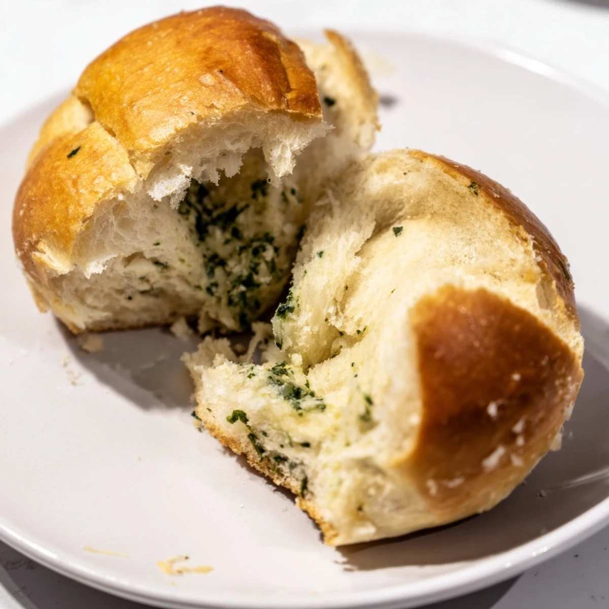 Soft fluffy garlic bread rolls brushed with butter and sprinkled with Parmesan cheese