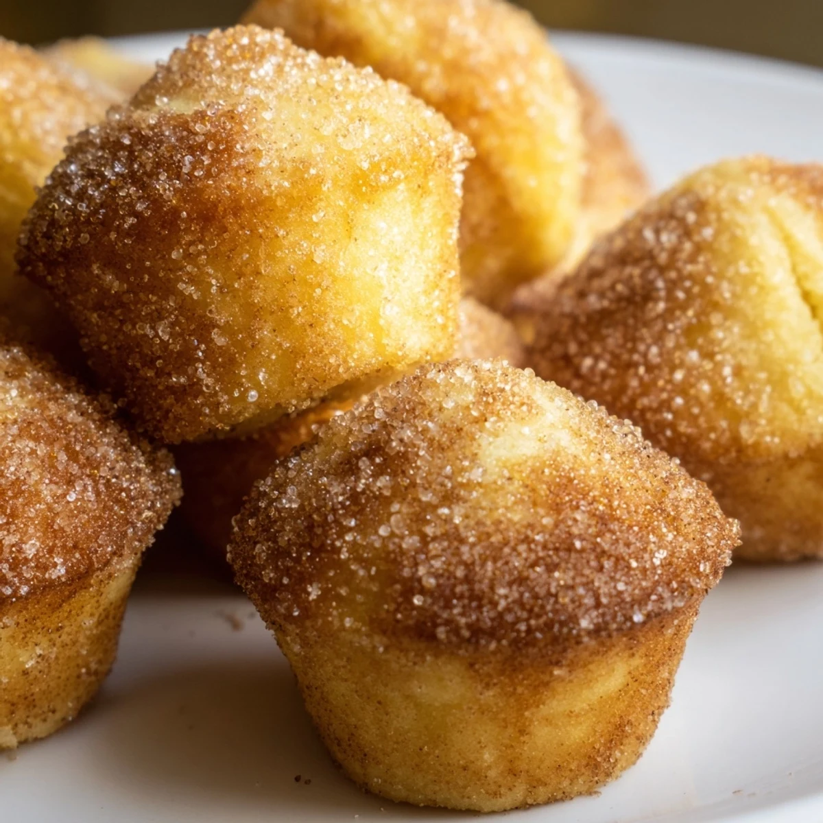 Warm easy cinnamon sugar mini muffins dipped in butter and rolled in spiced sugar
