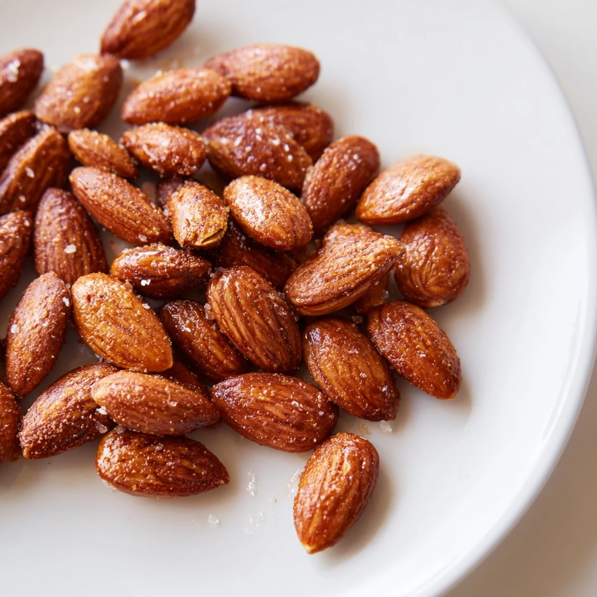 Warm roasted almonds glistening with olive oil and smoked paprika on parchment