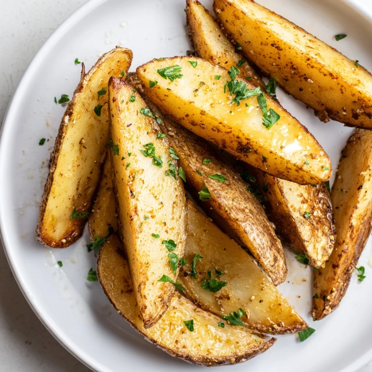 Skin-on Potato Wedges seasoned with paprika and garlic, served hot for dipping