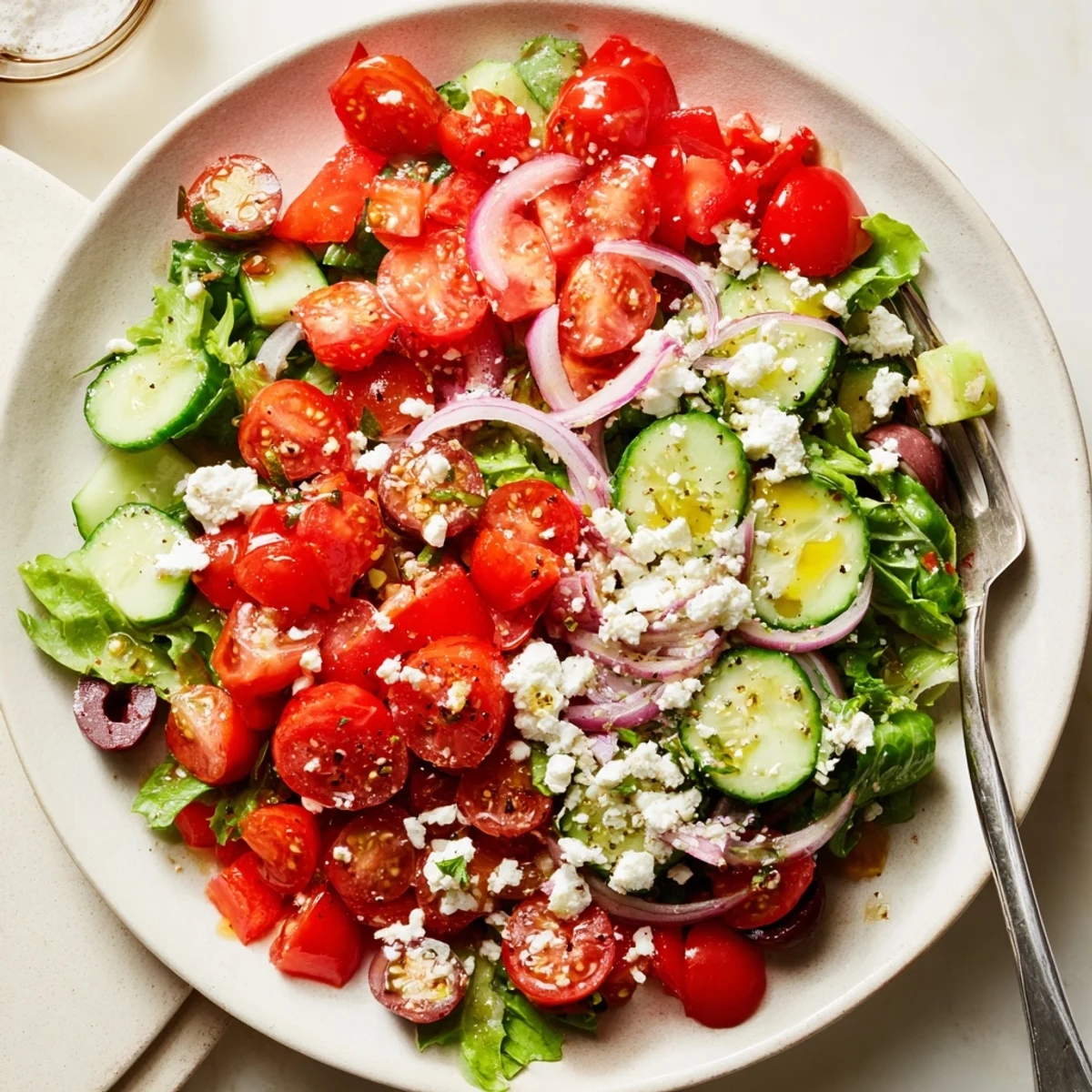 Fresh Salad Recipe ready in 15 minutes, crunchy cucumber and pepper.