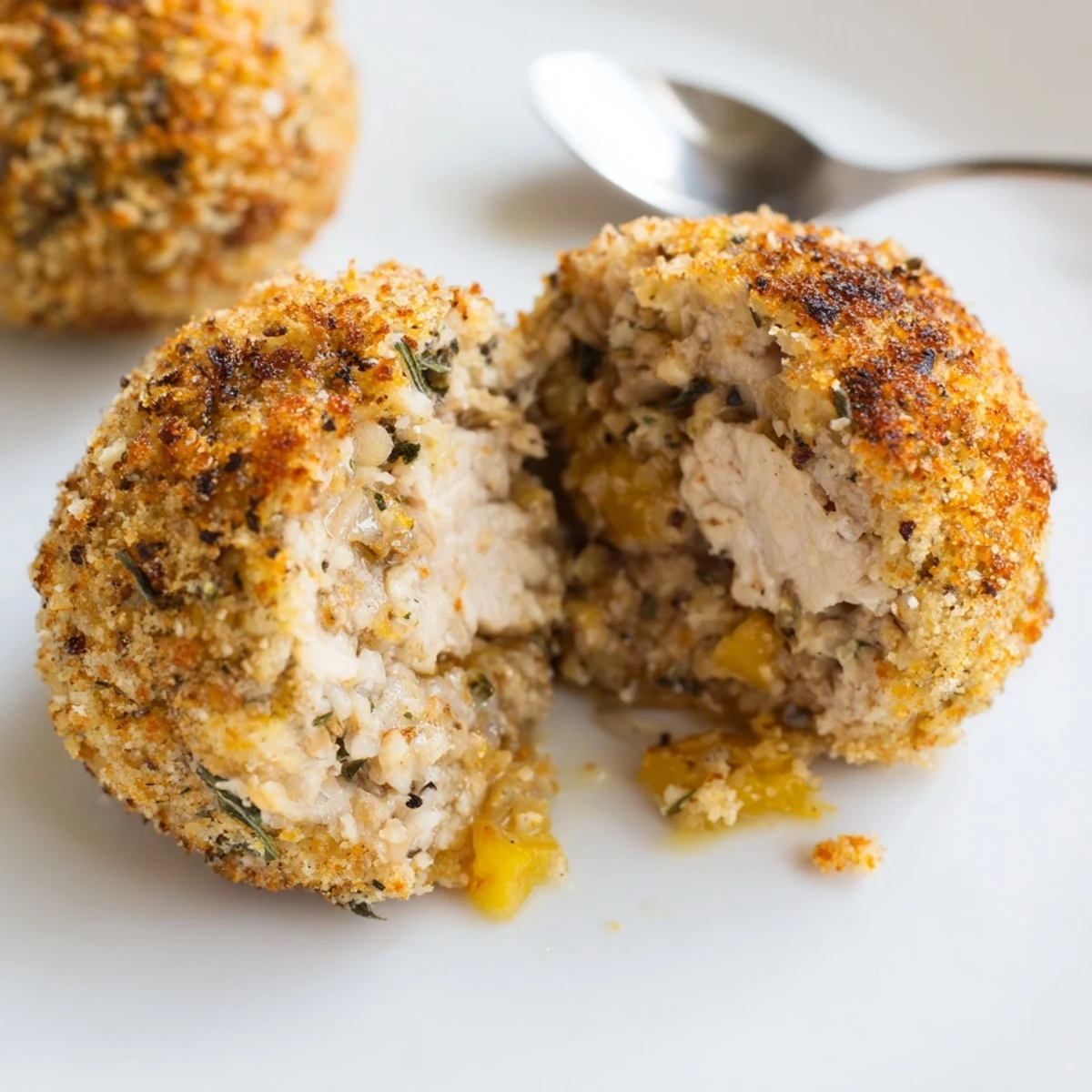 Juicy Sage Onion Chicken Balls cooling on parchment, aromatic sage and onion