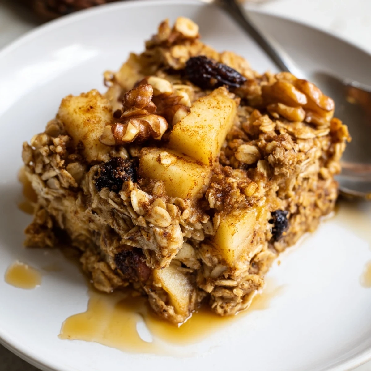 Maple drizzled and warm, spoon ready Delicious Apple Cinnamon Oatmeal Bake Recipe For Mornings