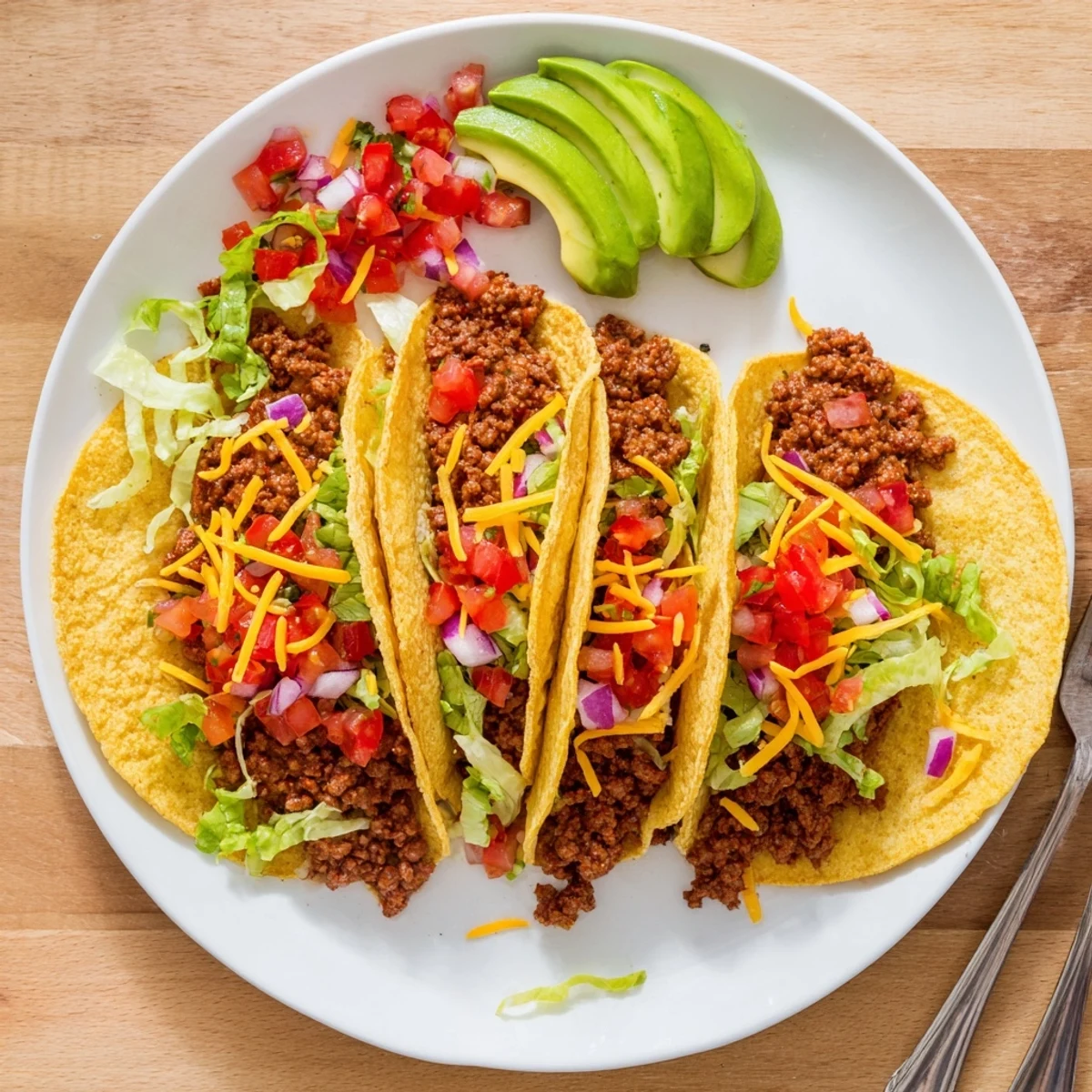 Delicious ground beef tacos sizzling in a skillet with aromatic spices served alongside colorful pico de gallo and warm tortillas ready for assembly