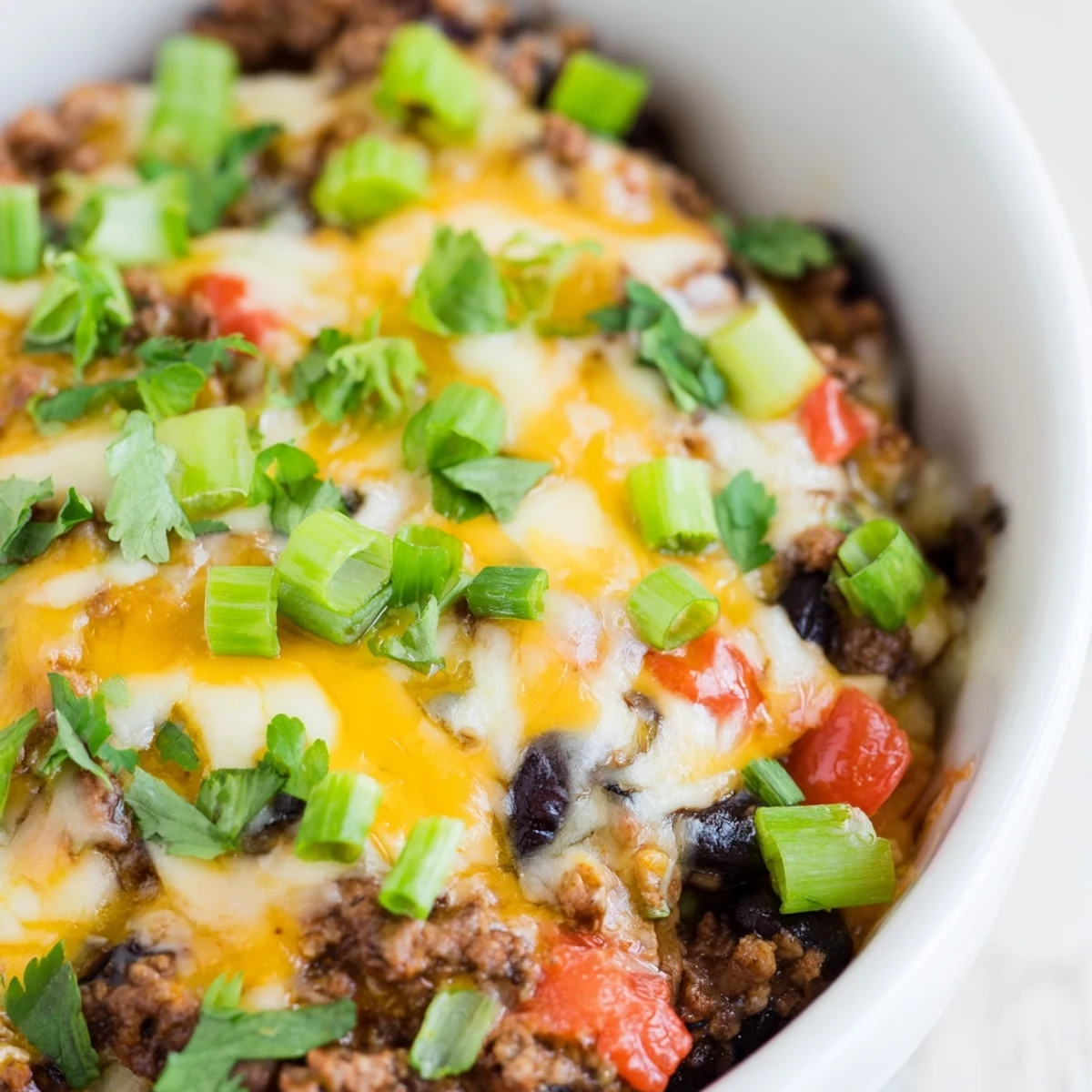 Creamy Super Nachos Dip topped with fresh green onions and cilantro served alongside crispy tortilla chips for dipping