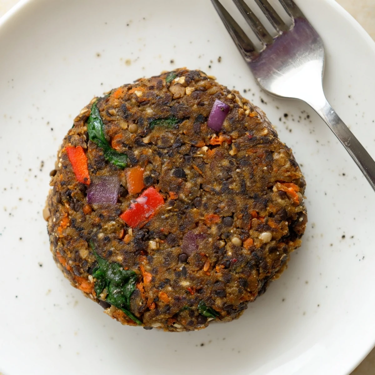 Hearty black bean veggie burger patty topped with creamy avocado and crisp pickle chips
