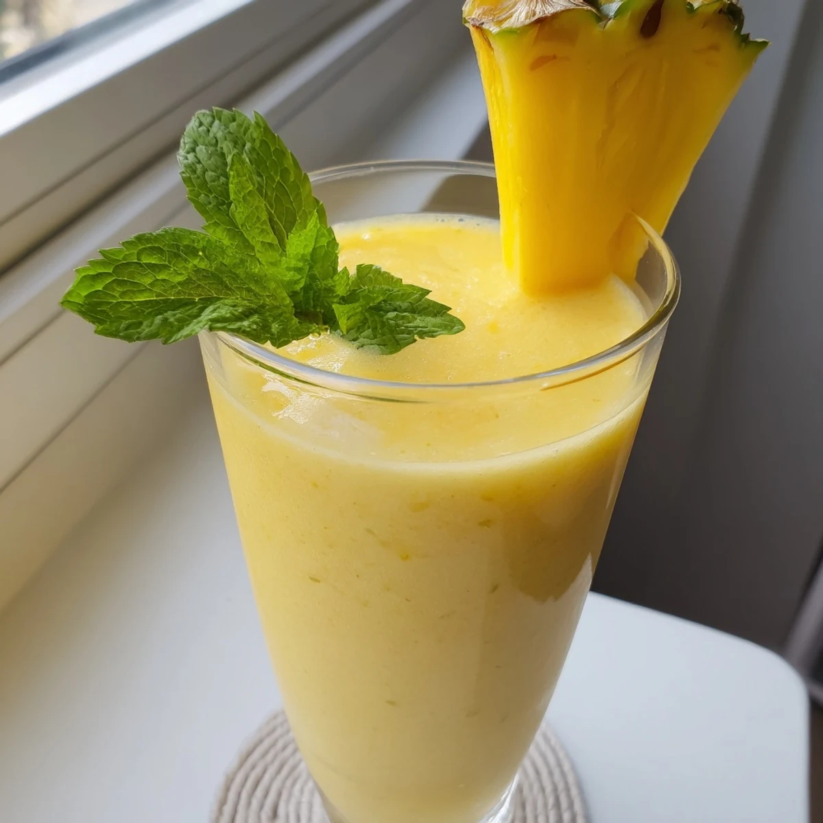 Creamy pineapple mango smoothie recipe blending tropical fruits with coconut milk for refreshing breakfast