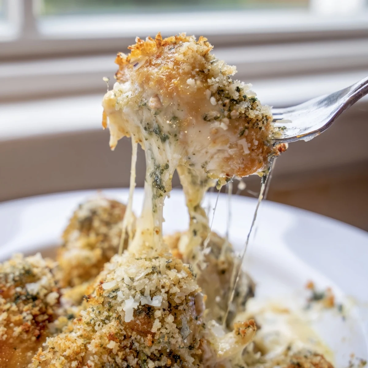 Creamy garlic herb butter sauce drapes tender chicken in this comforting Chicken Kiev casserole