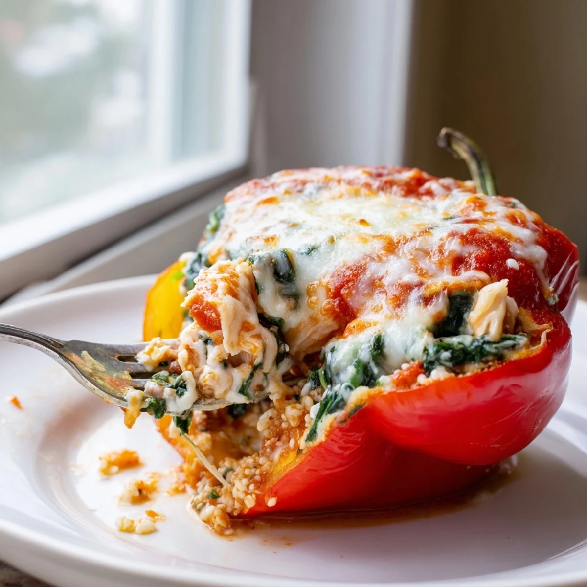 Chicken Florentine Stuffed Peppers