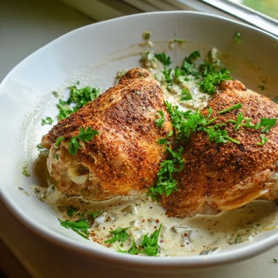 Creamy Oven Baked Chicken Thighs