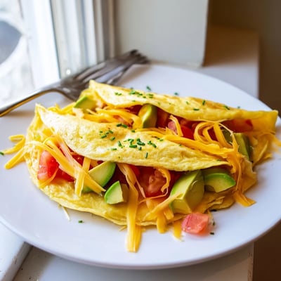 Creamy Avocado Cheese Omelette
