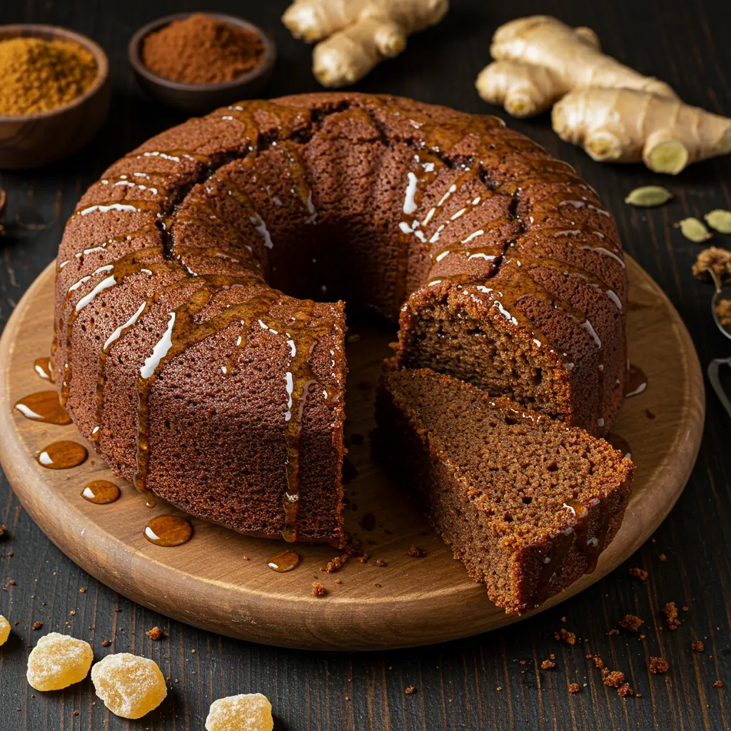 A slice of carrot ginger cake, featuring a moist interior with hints of orange and ginger, topped with a crunchy finish